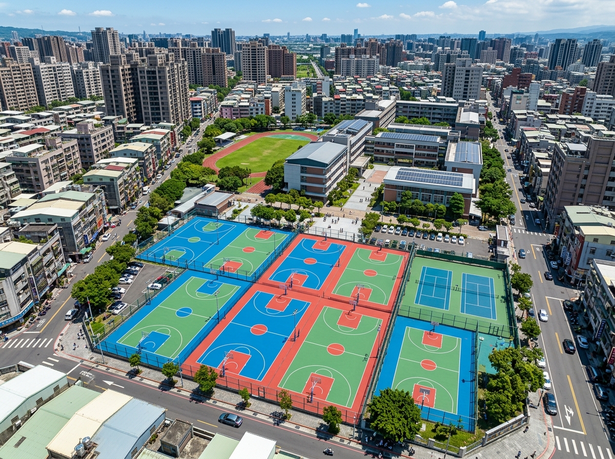 襄阳市学校塑胶跑道硅PU篮球场 - 一站式服务